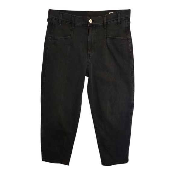 AYR Jeans Womens Size 33 Black Uni The Beat Barrel Cropped High-Rise Streetwear - Picture 1 of 10